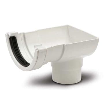 Polypipe Half Round Gutter Stop End Outlet - White - 47PRR106