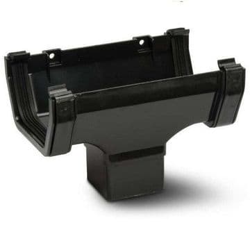Polypipe Square Gutter Running Outlet - Black - 43TRS205