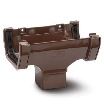 Polypipe Square Gutter Running Outlet - Brown - 44RS1205