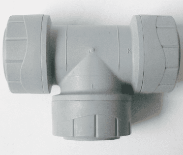 Polyplumb Push Fit 22mm Pipe Equal Tee Fitting - 29P24022