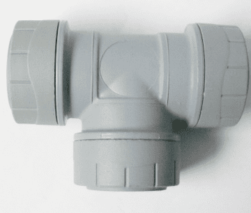 Polyplumb Push Fit 28mm Pipe Equal Tee Fitting - 29P24028