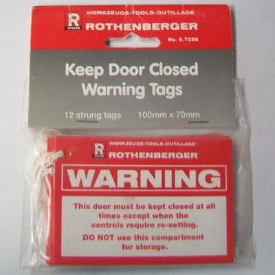 Rothenberger Keep Door Closed Warning Tags - 54000183