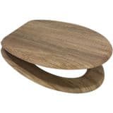Rustic Oak Wood Effect MDF Toilet Seat - CP Hinges - 04000306