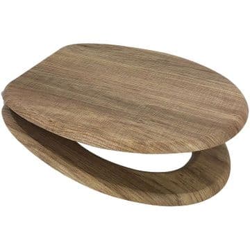 Rustic Oak Wood Effect MDF Toilet Seat - CP Hinges - 04000306