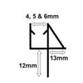 Shower Screen Seal 12mm Offset Fin for 4-6mm Glass - 50102967