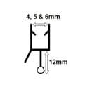 Shower Screen Seal 12mm Tadpole Fin for 4-6mm Glass - 06011742