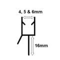 Shower Screen Seal 16mm Fin for 4-6mm Glass - 06011770