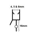 Shower Screen Seal 16mm Tadpole Fin for 4-6mm Glass - 06021880
