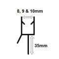 Shower Screen Seal 35mm Fin for 8-10mm Glass - 06021860