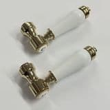 Small Gold Effect / White Tap Lever Handles - 62010186