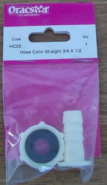 Straight Plastic Hose Connector Tail 3/4 x 1/2 - 54000851