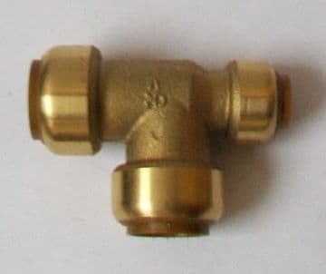 Tectite Brass Push Fit 22mm x 15mm x 22mm Tee - 27262200