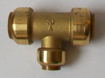 Tectite Brass Push Fit 22mm x 22mm x 15mm Reducing Tee - 27252200