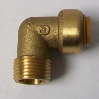 Tectite Brass Push Fit Elbow 15mm x 1/2 inch Male - 27131500