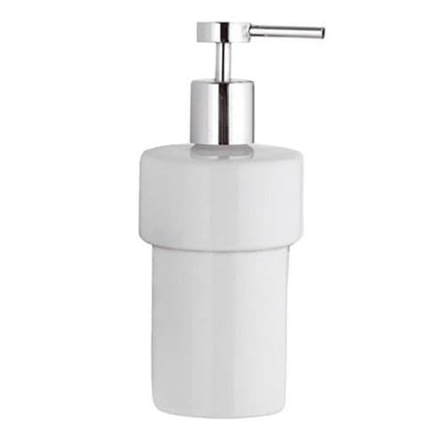 White Ceramic and Chrome Soap Dispenser Bottle - 01000100