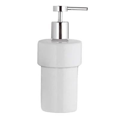 White Ceramic and Chrome Soap Dispenser Bottle - 01000100