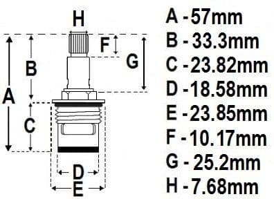 Ideal Standard Style Long Ceramic Disc Tap Cartridge Cold