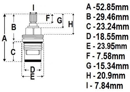 Hot Ceramic Disc Tap Cartridge