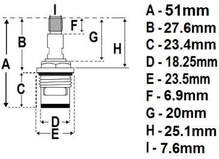 20 Spline Tall Stem Ceramic Tap Cartridge