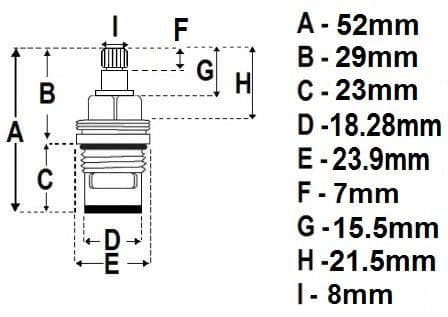 24 Spline x 8mm stem ceramic tap cartridges