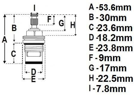 Slotted 28 Spline Ceramic Tap Cartridges