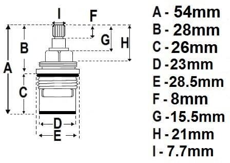 24 Spline Short Stem Bath Ceramic Disc Cartridges