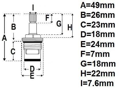 20 Spline Tall Ceramic Disc Tap Cartridges - No Shoulder