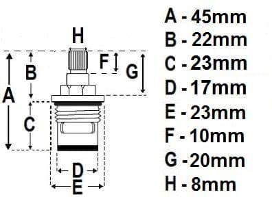 Relay short ceramic disc tap cartridge cold