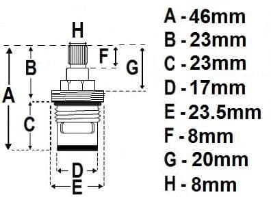 32 spline ceramic disc tap cartridges 48mm tall