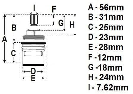 24 Spline Ceramic Bath Tap Cartridges