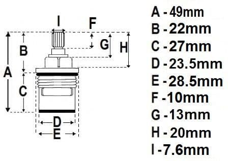 brass 20 spline short ceramic disc tap cartridges