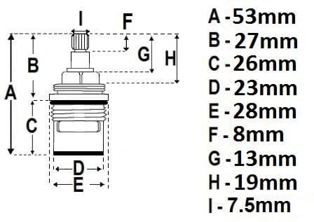 20 Spline Ceramic Disc Bath Tap Cartridges