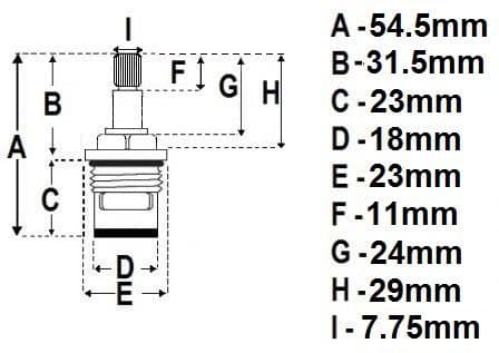 28 Spline Ceramic Tap Cartridges No Shroud Thread