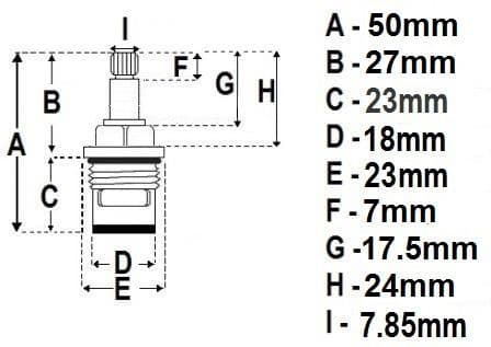 Bristan 28 spline ceramic disc tap cartridges 