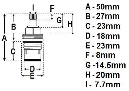 Short Shaft 20 Spline Ceramic Disc Tap Cartridge