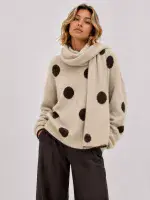 Beige Polka Dot Jumper & Matching Scarf Set < Fashion Accessories I Plum & Ivory Ltd