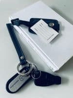 Blue Leather Key Ring < Gorgeous Gifts | PLUM & IVORY LTD