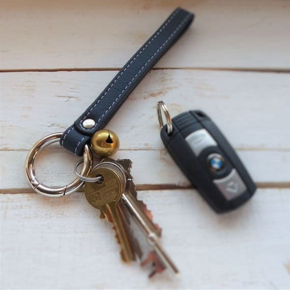 Blue Leather Key Ring < Gorgeous Gifts | PLUM & IVORY LTD