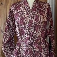 Burgundy Cotton Dressing Gown < Sample Sale I PLUM & IVORY LTD