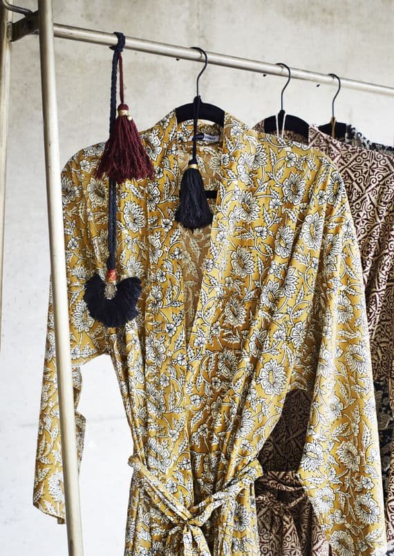 Burgundy Cotton Dressing Gown < Sample Sale I PLUM & IVORY LTD