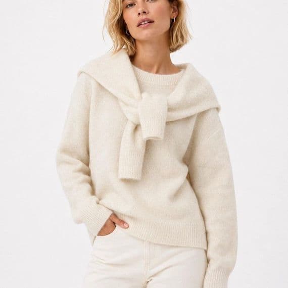Cream Jumper With Matching Scarf Set < Fashion Accessories I Plum & Ivory Ltd