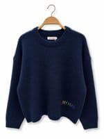 Floral Embroidered Navy Blue Jumper < Fashion Accessories I Plum & Ivory Ltd