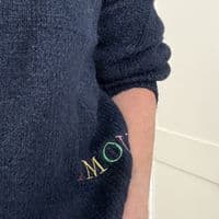 Floral Embroidered Navy Blue Jumper < Fashion Accessories I Plum & Ivory Ltd