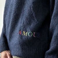 Floral Embroidered Navy Blue Jumper < Fashion Accessories I Plum & Ivory Ltd