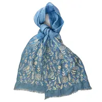 Hand Embroidered Linen Scarf < Fashion Accessories I PLUM & IVORY LTD
