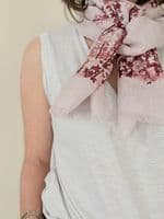 Hand Embroidered Linen Scarf < Fashion Accessories I PLUM & IVORY LTD