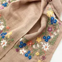 Hand Embroidered Linen Scarf < Fashion Accessories I PLUM & IVORY LTD