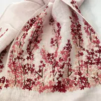 Hand Embroidered Linen Scarf < Fashion Accessories I PLUM & IVORY LTD