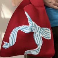 Knitted Red Bag with Blue Bow < Fashion Accessories I Plum & Ivory Ltd
