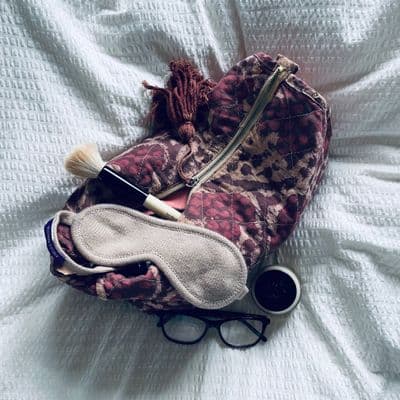 Large Cotton Quilted Toiletry Bag